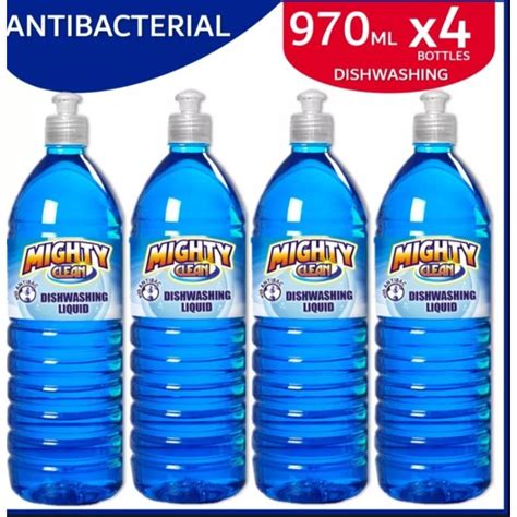 Mighty Clean All Mighty Dishwashing Liquid Antibacterial Blue Bottles