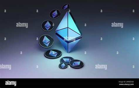 Ethereum Eth Logo And Ether Coins 3d Render Crypto Background