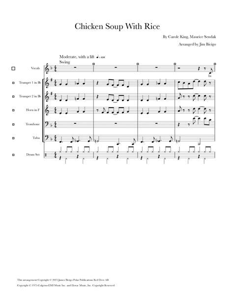 Chicken Soup With Rice By Carole King Brass Quintet Digital Sheet