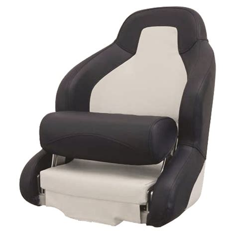 Platinum Captain Helm Bucket Seat With Flip Up Bolster White Navy