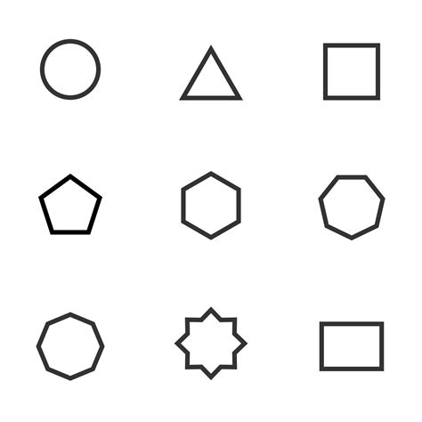 Set Of Black And White Geometric Shape Simple Geometric Figures Icon