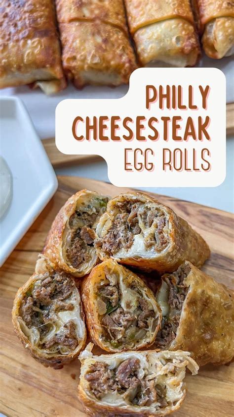 Philly Cheesesteak Eggrolls Bailie Saiz Recipe Beef Recipes Easy