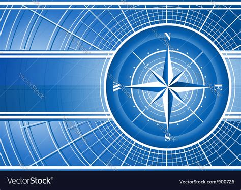 Blue Background With Compass Rose Royalty Free Vector Image