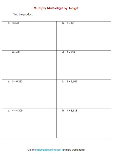 Multiply Digit By Digit Worksheets Answers Printable Online