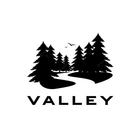 Premium Vector Valley River Logo Pine Tree Forest