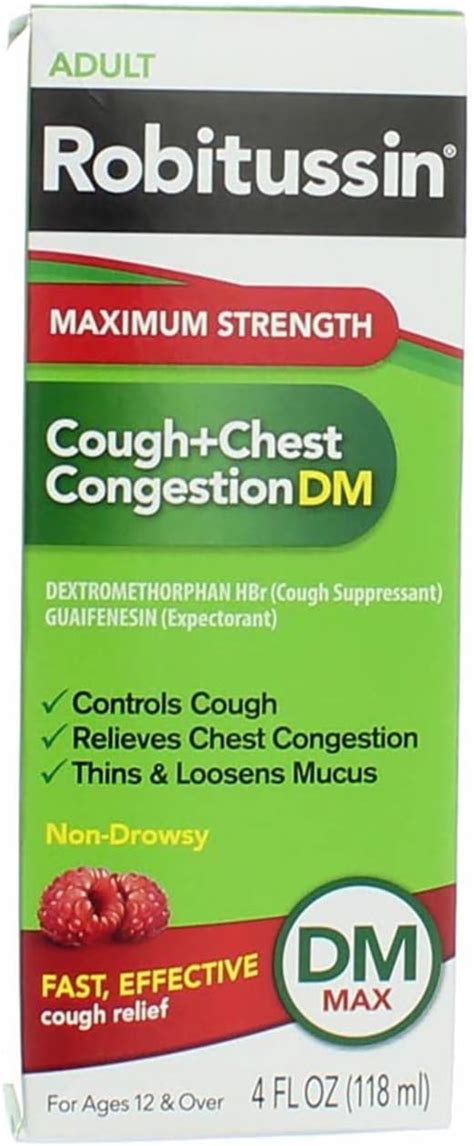 Robitussin Dm Max Cough Chest Congestion Syrup 4 Fl Oz 24case In