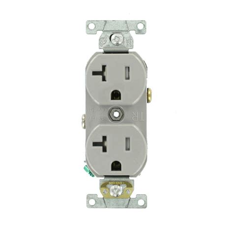 Leviton 20 Amp 125 V Commercial Grade Tamper Resistant Duplex Outletreceptacle Gray 1 Pack