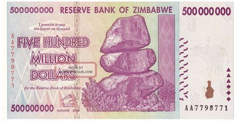 Zimbabwe Million Dollars P Aa Unc Banknote