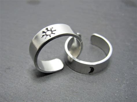 Sun And Moon Ring Set Couple Promise Ring Valentines Day Gift Etsy UK