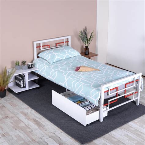 Houseinbox Twin Bed Frame Double Size Metal Bed Platform Mattress Foundation Box Spring Single