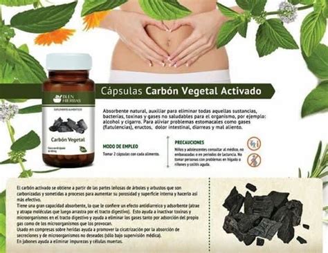 Detox natural con Blen Cápsulas de carbón vegetal nopal y neem