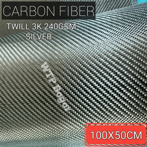 Jual Carbon Fiber Fabric Twill Serat Karbon Asli 3K 240 GSM Silver