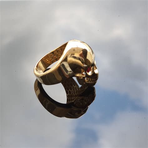 14k Solid Gold Skull Ring Signet Skull Ring Rings For Men Etsy