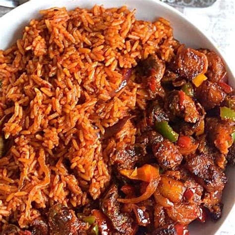 Rice Jollof Fried Or White With Assorted Meat Diah Cuisine