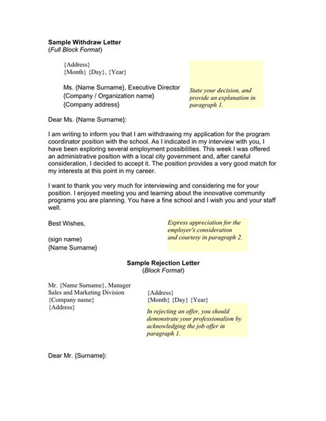 Letter To Turn Down A Job Offer Collection Letter Template Collection