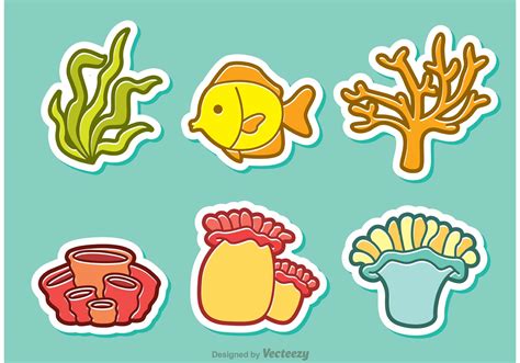 Cartoon Coral Reef And Fish Vector - Download Free Vector Art, Stock ...