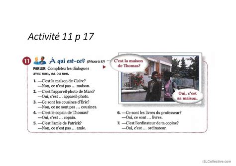 Les adjectifs possessifs Français FLE powerpoints