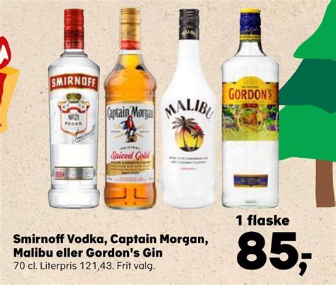 Smirnoff Vodka Captain Morgan Malibu Eller Gordon S Gin Tilbud Hos