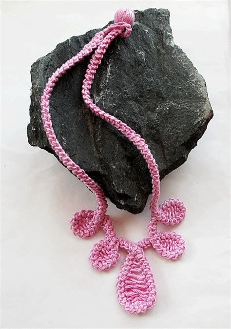 Pink Crochet Jewelry Crochet Necklace Lace Anglez Pink Necklace Statement Necklace Git For