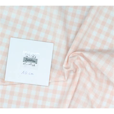 Tissu coton Vichy carreaux Coloris blanc nude Vendu au mètre