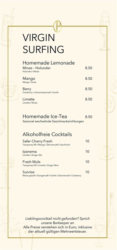 Drink Menu Gold Brown Münster