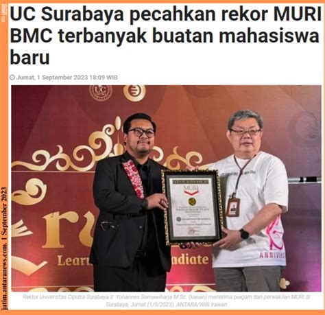 Uc Surabaya Pecahkan Rekor Muri Bmc Terbanyak Buatan Mahasiswa