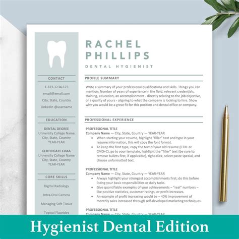 Dental Resume Templates Hygienist Cv Dentist Curriculum Vitae