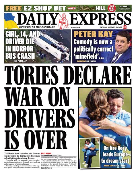 Daily Express Front Page 30th Of September 2023 Tomorrows Papers Today