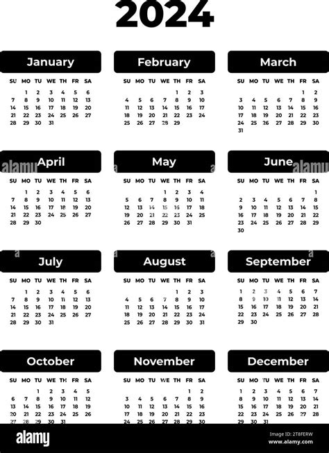 Calendario Negro Rectangular Vertical Para El A O Fondo Blanco