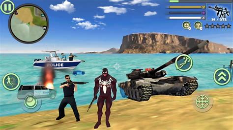 Venom Spider Rope Hero Vice Town Crime Simulator Tank At Miami Beach