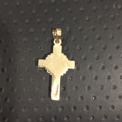 14k Yellow Gold Inri Cross With Crucifix Pendant Gem