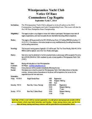 Fillable Online Lwsa Winnipesaukee Yacht Club Notice Of Race Commodores