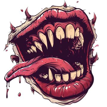 Vector Image Of Scary Mouth With Teeth And Tongue Mouth Teeth Tongue