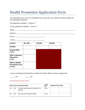 Fillable Online Emporia Health Promotion Application Form Emporia Fax