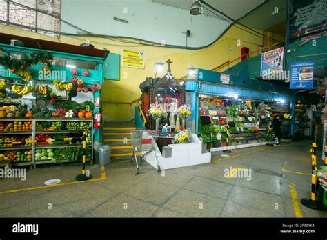 Lima Peru 1st January 2023 Food Stall In The Surquillo Market In