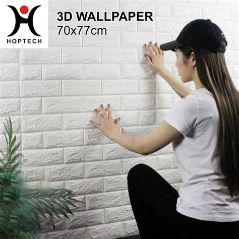 Jual Wallpaper Dinding D Foam Motif Batu Bata Putih X Cm