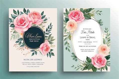 Elegant Floral Watercolor Rose Wedding Card Template For Special