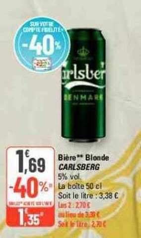 Promo Bière Blonde Carlsberg chez G iCatalogue fr