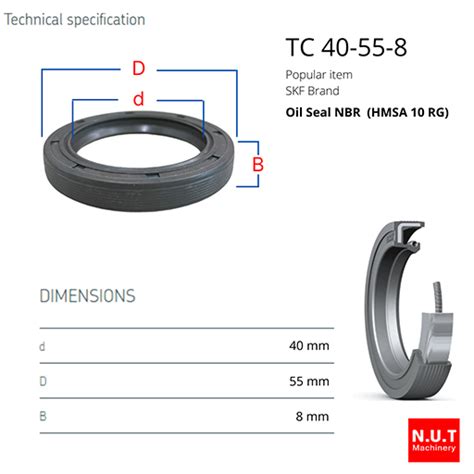 ซลยาง SKF 40 55 8 Oil Seal TC NBR NUT Machinery