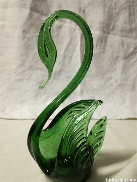 precioso cisne de cristal verde - Comprar Objetos Cristal y Vidrio ...