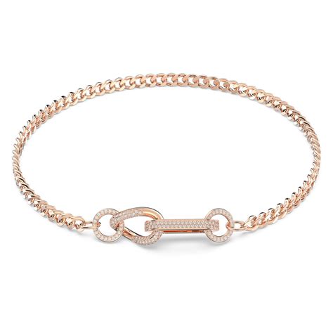 Dextera Necklace Pav Mixed Links White Rose Gold Tone Plated