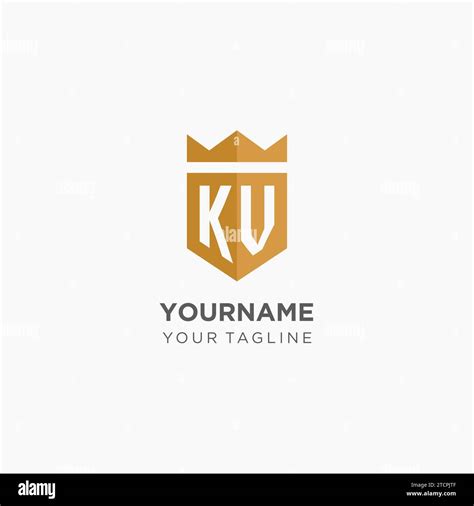 Monogram Kv Logo With Geometric Shield And Crown Luxury Elegant Initial Logo Design Vector