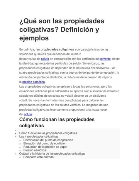 Qué son las Propiedades Coligativas Aprende Todo de Medicina uDocz