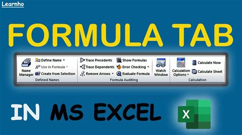 Formula Tab In Ms Excel Define Name And Name Manager In Ms Excel