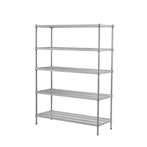 Design Ideas MeshWorks 5 Shelf Metal Silver Freestanding Shelving Unit