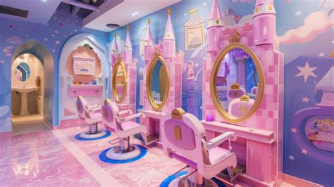 Pink Castle Themed Hair Salon Interior Stock Photo - Image of station ...