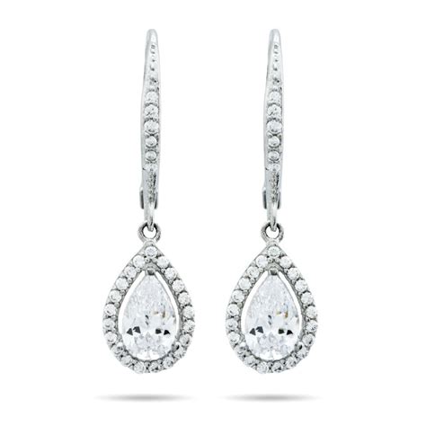 Halo Teardrop Cz Sterling Silver Earrings Eves Addiction®