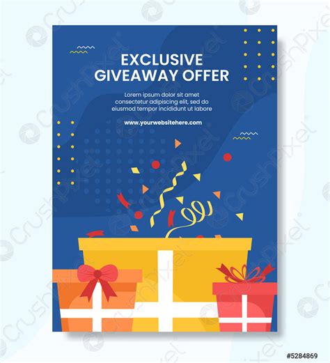 Giveaway Poster Template Flat Cartoon Background Vector Illustration