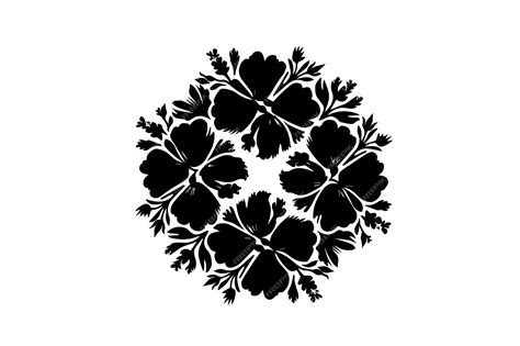 Vector Set Of Black Silhouettes Of Tropical Hibiscus Flowers Isolated