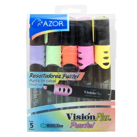 MARCATEXTOS VISION PLUS PASTEL PAQUETE CON 5 COLORES SURTIDOS